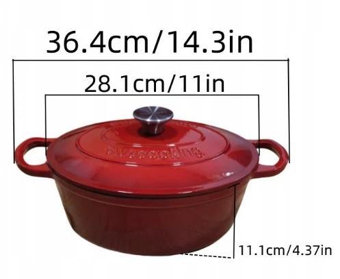 Bez Marki EMALINIS KETUS PUODAS SU DANGIU DUJINĖ KROSTELĖ 28cm RAUDONA