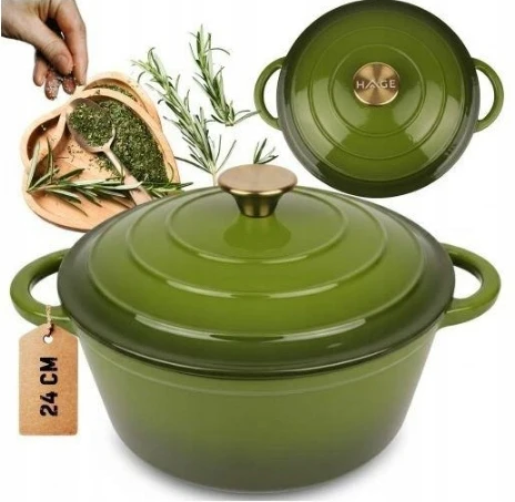 Atusa Bez Marki Emaliuotas ketaus puodas 24cm alyvuogių 4 l