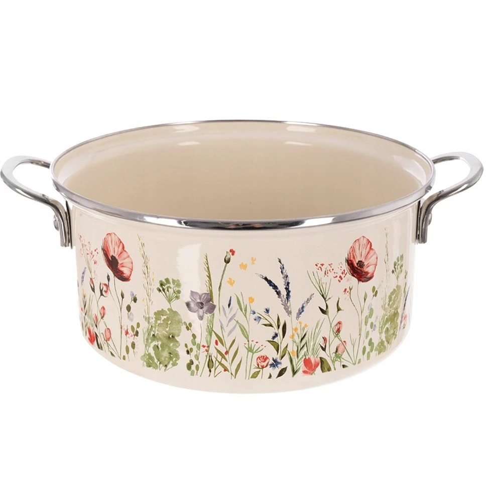 Bez Marki Emaliuotas puodas tradiciniam maisto ruošimui, dujų indukcija, 26 cm, 5L MAKI