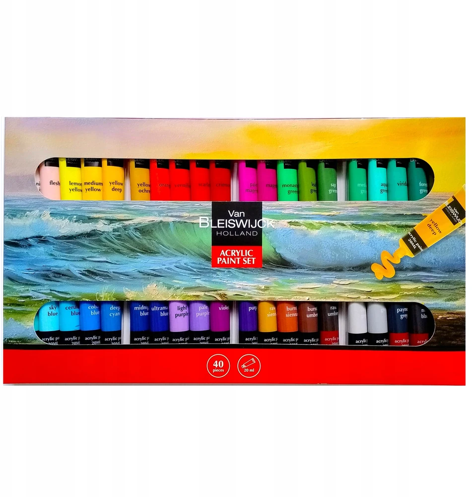 Bez Marki FARBY AKRYLOWE rożne kolory 40x20ml DUŻY KOMPLET FARB AKRYLOWYCH DLA DZIECI