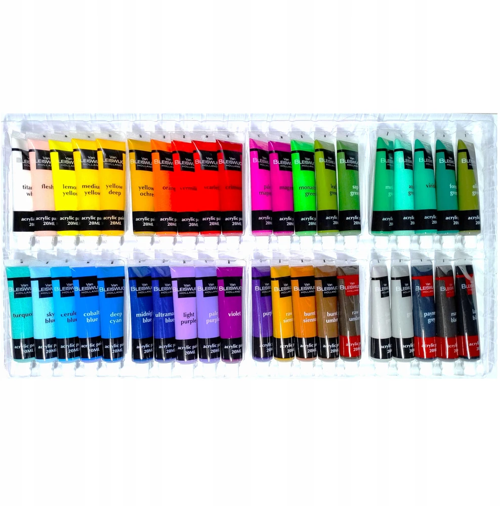 Bez Marki FARBY AKRYLOWE rożne kolory 40x20ml DUŻY KOMPLET FARB AKRYLOWYCH DLA DZIECI