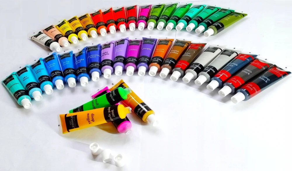 Bez Marki FARBY AKRYLOWE rożne kolory 40x20ml DUŻY KOMPLET FARB AKRYLOWYCH DLA DZIECI