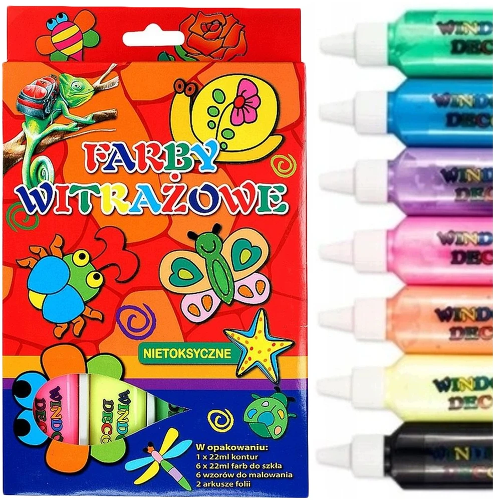 Bez Marki FARBY WIITRAŻOWE 6 kolorów x 22ml do MALOWANIA SZYB Titanum WYSOKA JAKOŚĆ