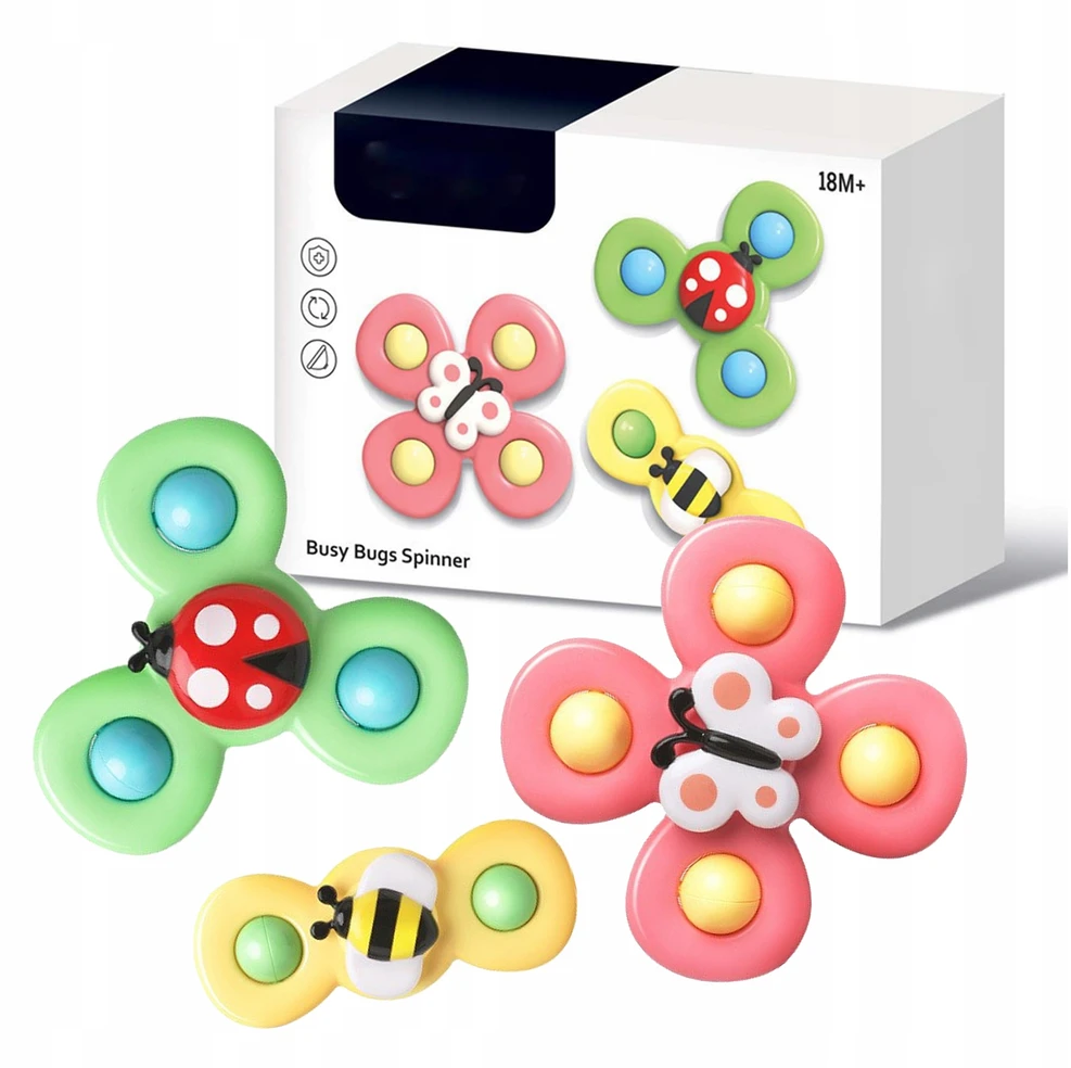 Bez Marki FIDGET SPINNER SU SIURBUČIU TAURĖLIU JUTIKLIU RATTLE ŽAISLŲ RINKINYS iš 3