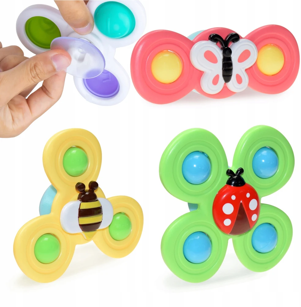 Bez Marki FIDGET SPINNER SU SIURBUČIU TAURĖLIU JUTIKLIU RATTLE ŽAISLŲ RINKINYS iš 3