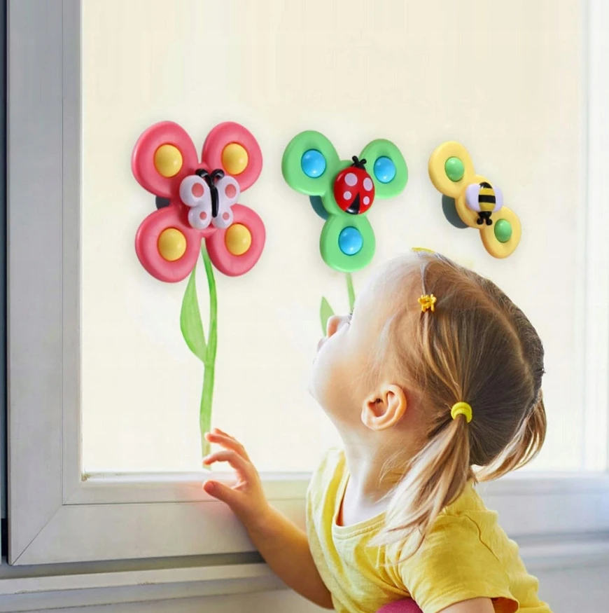 Bez Marki FIDGET SPINNER SU SIURBUČIU TAURĖLIU JUTIKLIU RATTLE ŽAISLŲ RINKINYS iš 3