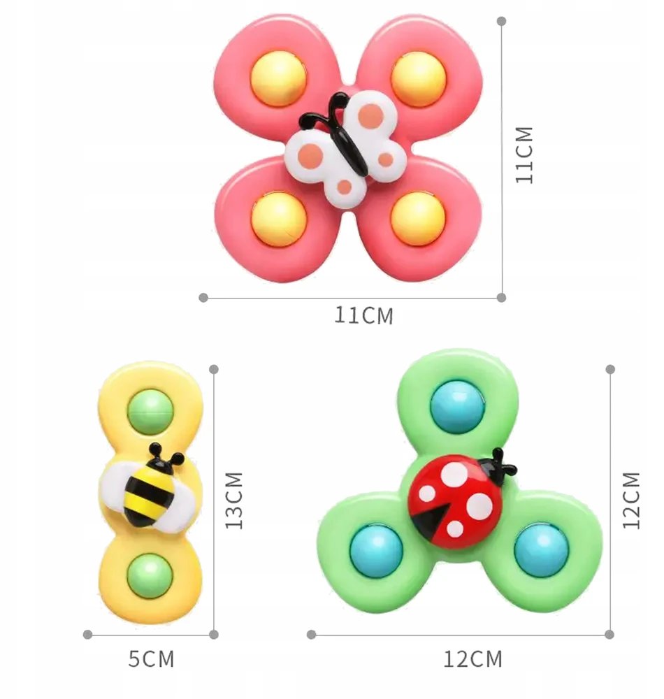 Bez Marki FIDGET SPINNER SU SIURBUČIU TAURĖLIU JUTIKLIU RATTLE ŽAISLŲ RINKINYS iš 3