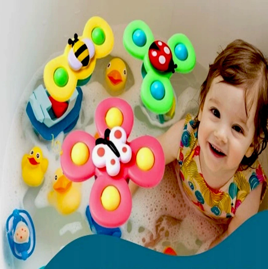 Bez Marki FIDGET SPINNER SU SIURBUČIU TAURĖLIU JUTIKLIU RATTLE ŽAISLŲ RINKINYS iš 3
