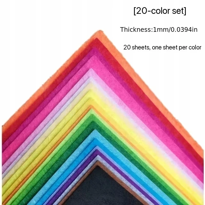 Bez Marki Filc dekoracyjny 1mm 40 vnt mix kolorów 20x30cm + komplektas nici 42szt