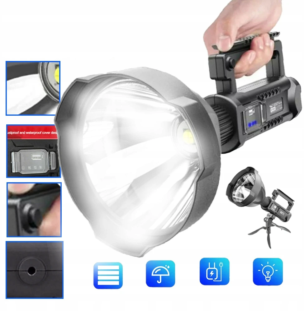 Bez Marki FLASHLIGHT prožektorių stovas POWERFUL LED XHP50 USB