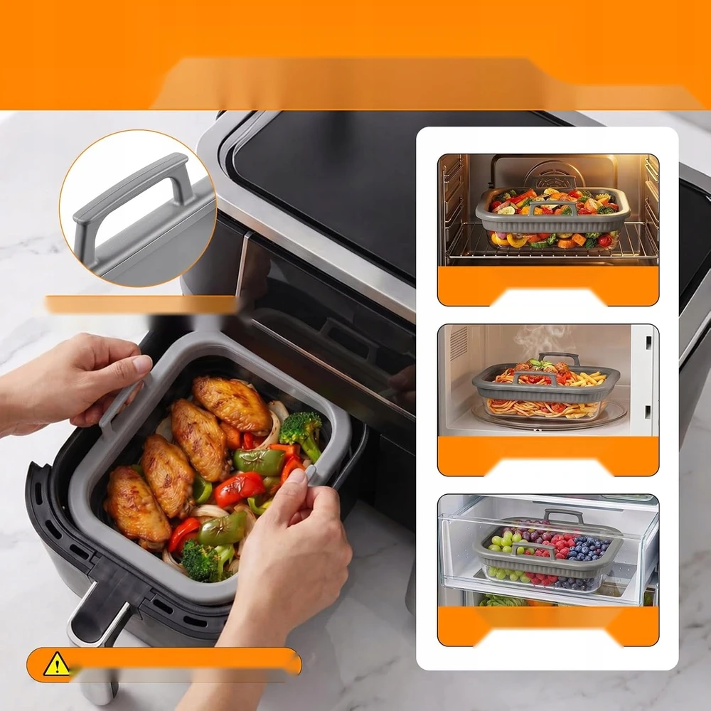 Bez Marki FORMA SZKLANA 20X15CM NACZYNIE PIECZENIA AIRFRYER UCHWYTY SILIKONOWE