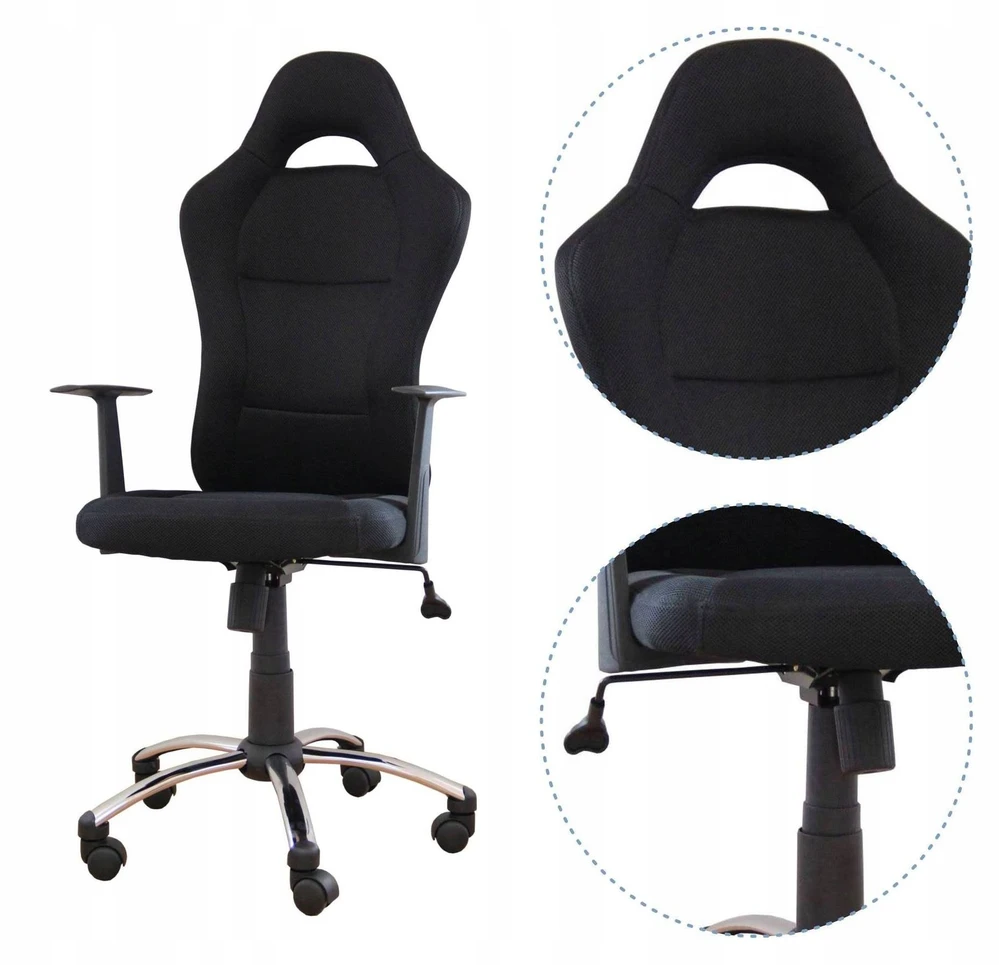 Bez Marki Fotel Ergonomiczny TERRY Gamingowy Obrotowy Juodas 120 kg Krzesło Biurowe