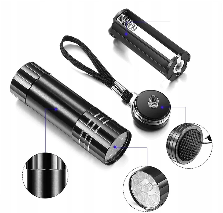 Bez Marki GALINGAS LED MINI ALUMINIUMINIS BLYBINĖLIS VANDENIUI ATSPIRUS KIŠENINIS RAKTŲ PAKAKAS 9xLED