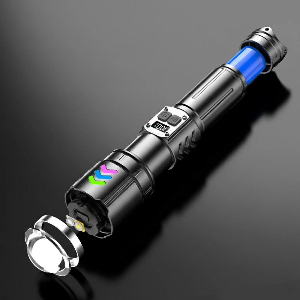 Bez Marki GALINGAS taktinis LED žibintuvėlis, Įkraunamas ZOOM+UV PAIEŠKA 2 viename, DOVANAI