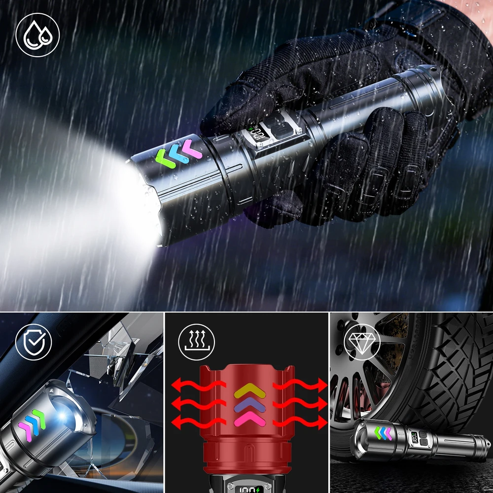 Bez Marki GALINGAS taktinis LED žibintuvėlis, Įkraunamas ZOOM+UV PAIEŠKA 2 viename, DOVANAI