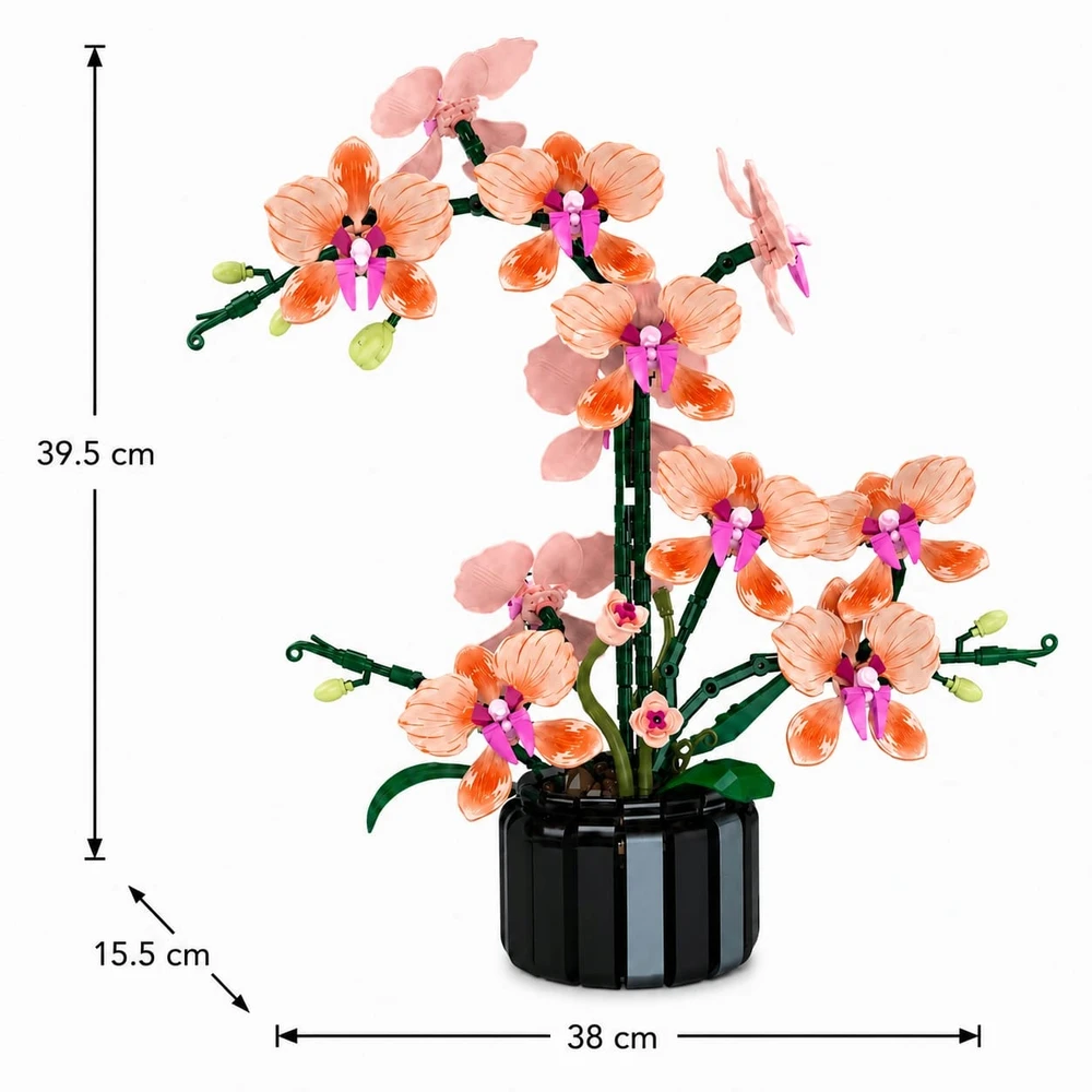 Bez Marki Gėlių orchidėja 3D iš statybinių blokų Orchidėja vazoje 866 vnt. „Pasidaryk pats“ dekoracija