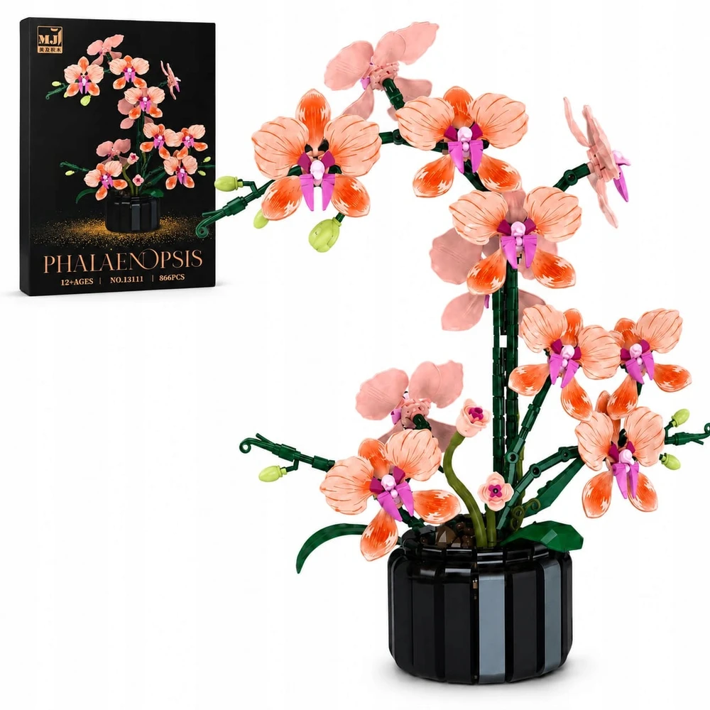 Bez Marki Gėlių orchidėja 3D iš statybinių blokų Orchidėja vazoje 866 vnt. „Pasidaryk pats“ dekoracija