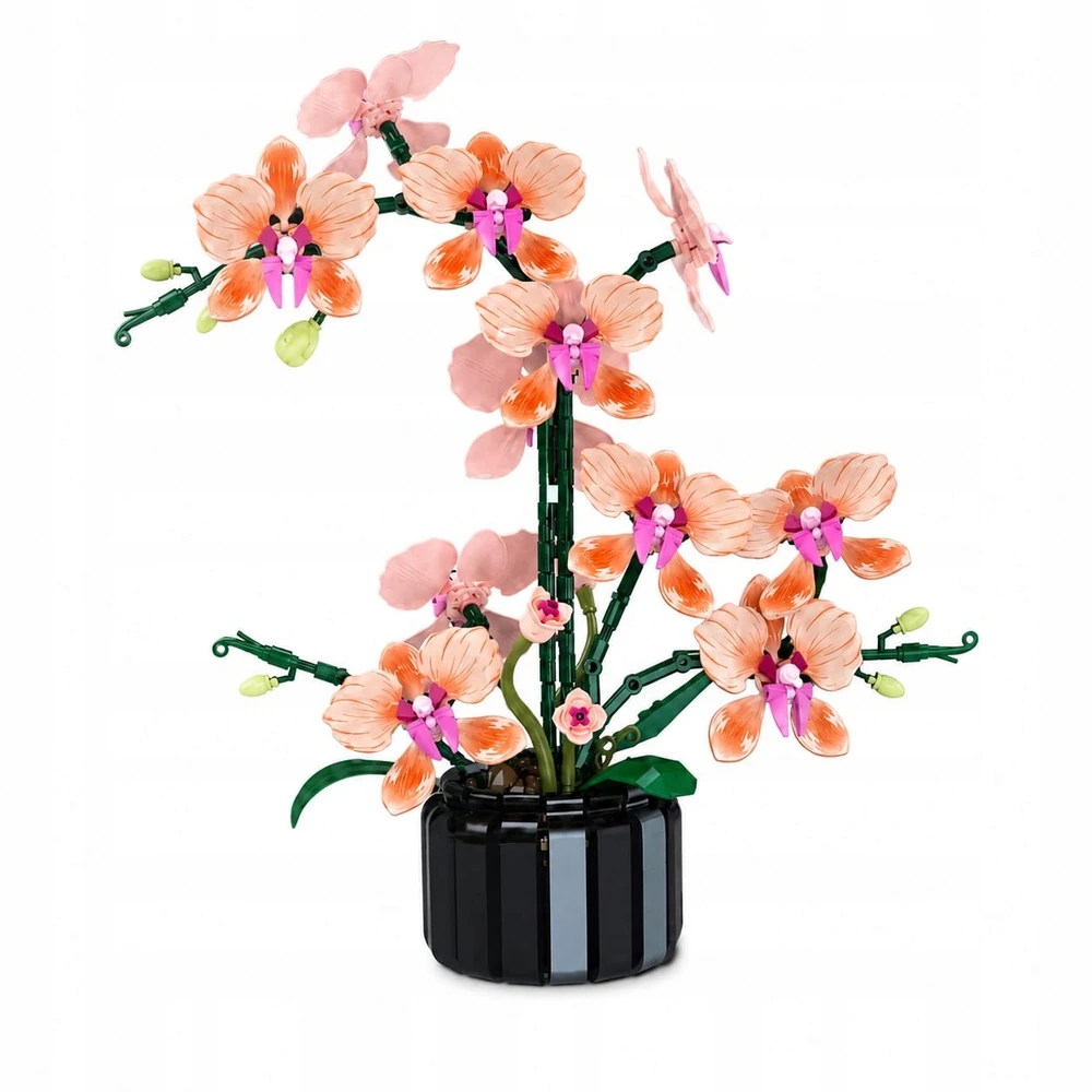 Bez Marki Gėlių orchidėja 3D iš statybinių blokų Orchidėja vazoje 866 vnt. „Pasidaryk pats“ dekoracija