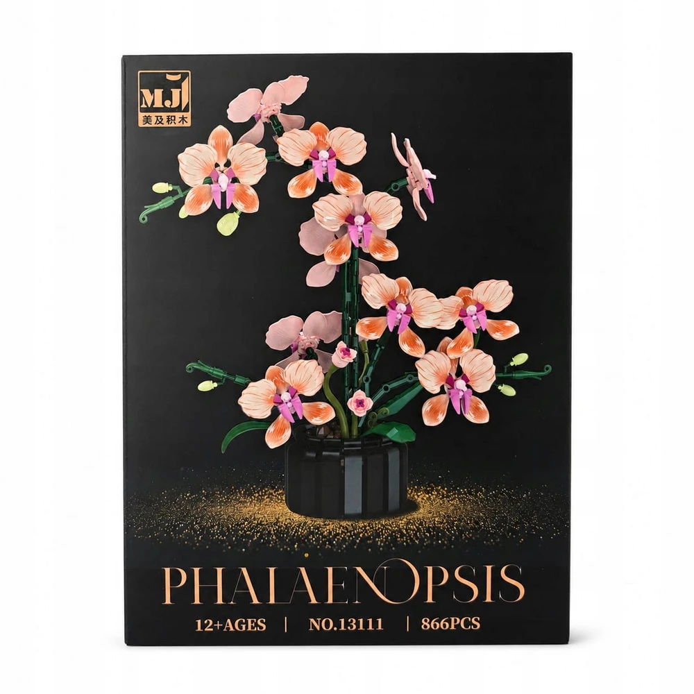 Bez Marki Gėlių orchidėja 3D iš statybinių blokų Orchidėja vazoje 866 vnt. „Pasidaryk pats“ dekoracija