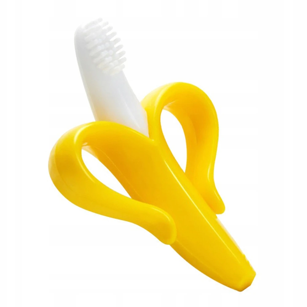 Bez Marki Geltona ortodontinė logopedinė silikoninė 3D banano formos dantukas