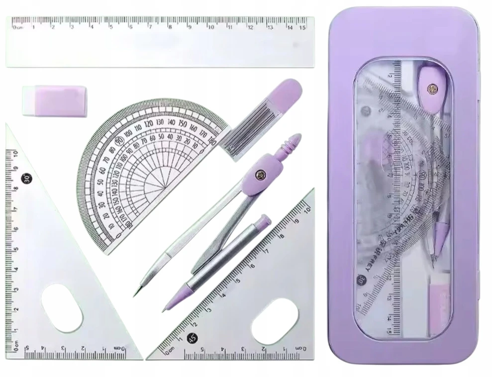 Bez Marki Geometrijos rinkinys moksleiviams, violetinis, 7 dalys