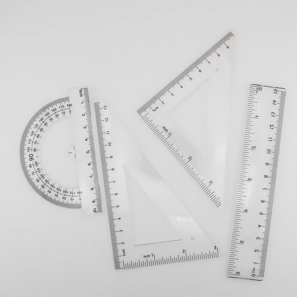 Bez Marki Geometrinis rinkinys: liniuotė 15 cm, kampainis, stačiamatis