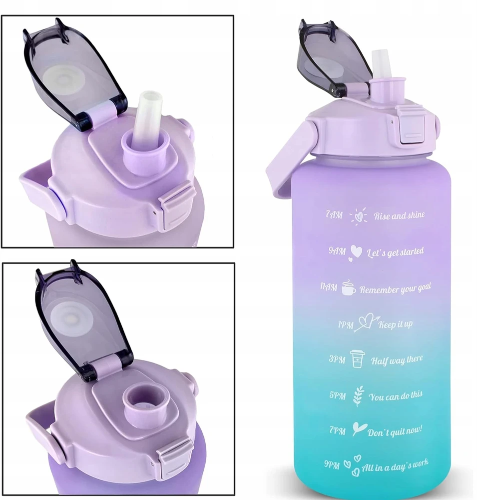 Bez Marki Oem Vanduo bottle with a straw with a motivational measuring 2L RC-K-992 violetinė mėlynas
