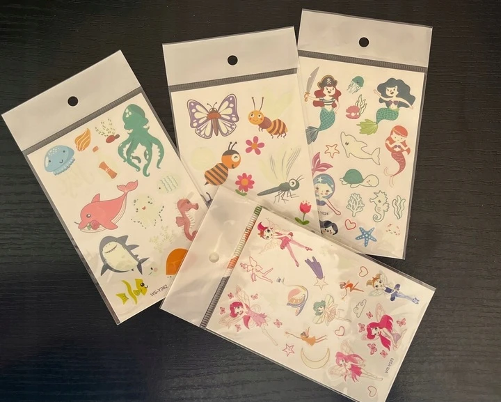 Bez Marki GLITTER TATTOO RINKINYS, PLAUNAMI GLITTER ŠABLONAI VAIKAMS