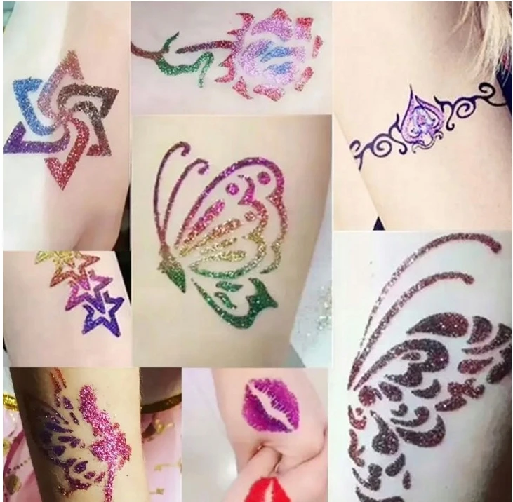 Bez Marki GLITTER TATTOO RINKINYS, PLAUNAMI GLITTER ŠABLONAI VAIKAMS