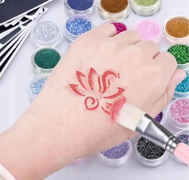 Bez Marki GLITTER TATTOO RINKINYS, PLAUNAMI GLITTER ŠABLONAI VAIKAMS