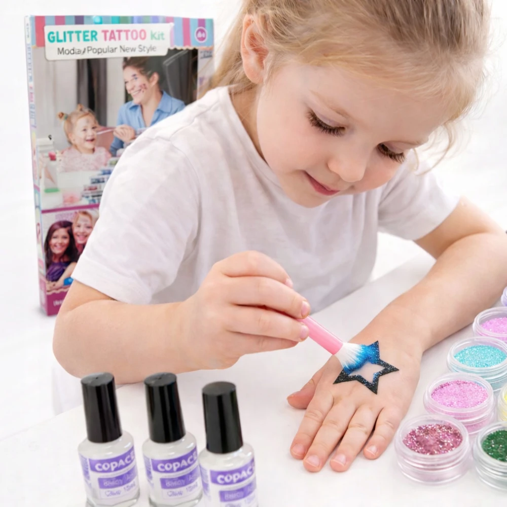 Bez Marki GLITTER TATTOO RINKINYS, PLAUNAMI GLITTER ŠABLONAI VAIKAMS