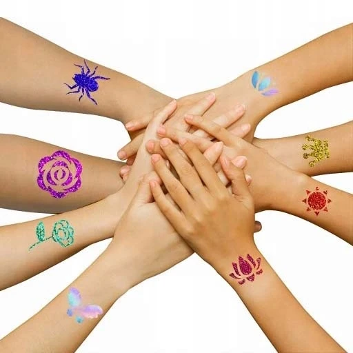 Bez Marki GLITTER TATTOO RINKINYS, PLAUNAMI GLITTER ŠABLONAI VAIKAMS