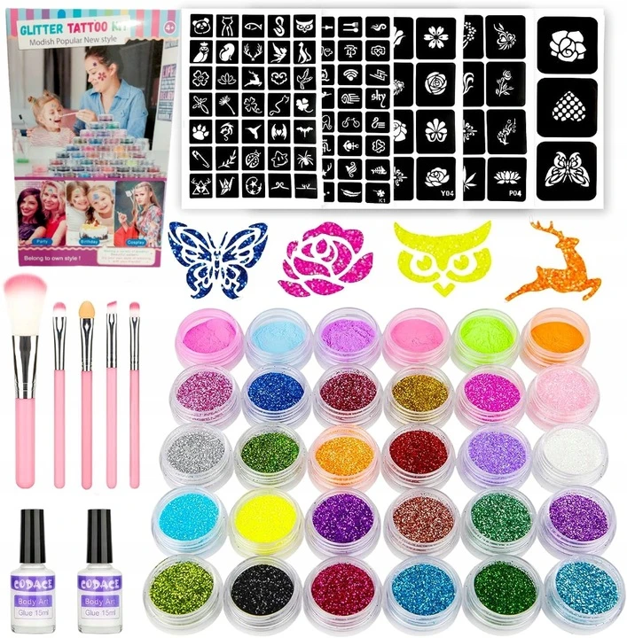 Bez Marki GLITTER TATTUOS ŠABLONŲ PAKUOTĖ