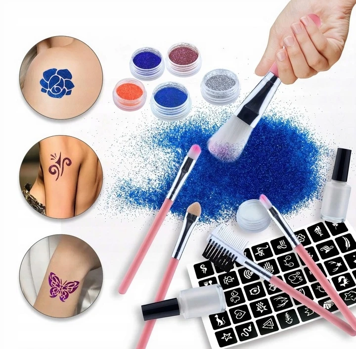 Bez Marki GLITTER TATTUOS ŠABLONŲ PAKUOTĖ