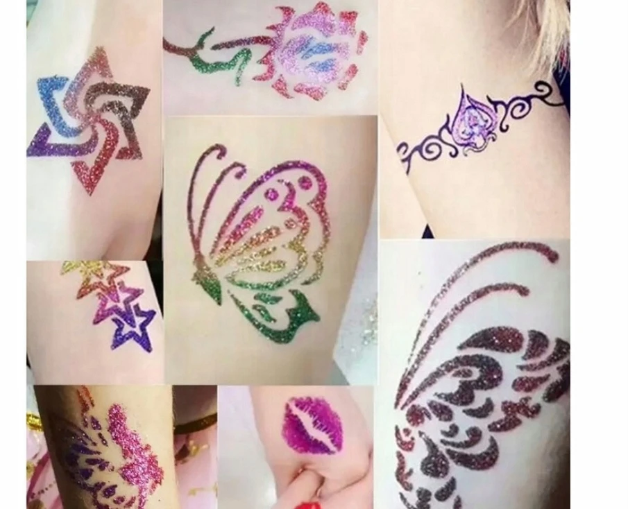Bez Marki GLITTER TATUiruočių rinkinys, PLAUNAMI ŠABLONAI, TATUiruotės VAIKAMS