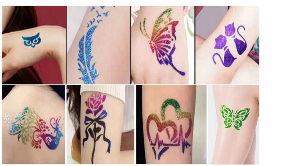 Bez Marki GLITTER TATUiruočių rinkinys, PLAUNAMI ŠABLONAI, TATUiruotės VAIKAMS