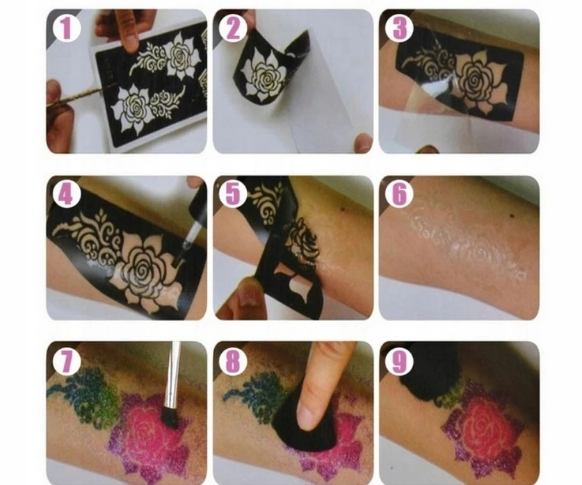 Bez Marki GLITTER TATUiruočių rinkinys, PLAUNAMI ŠABLONAI, TATUiruotės VAIKAMS
