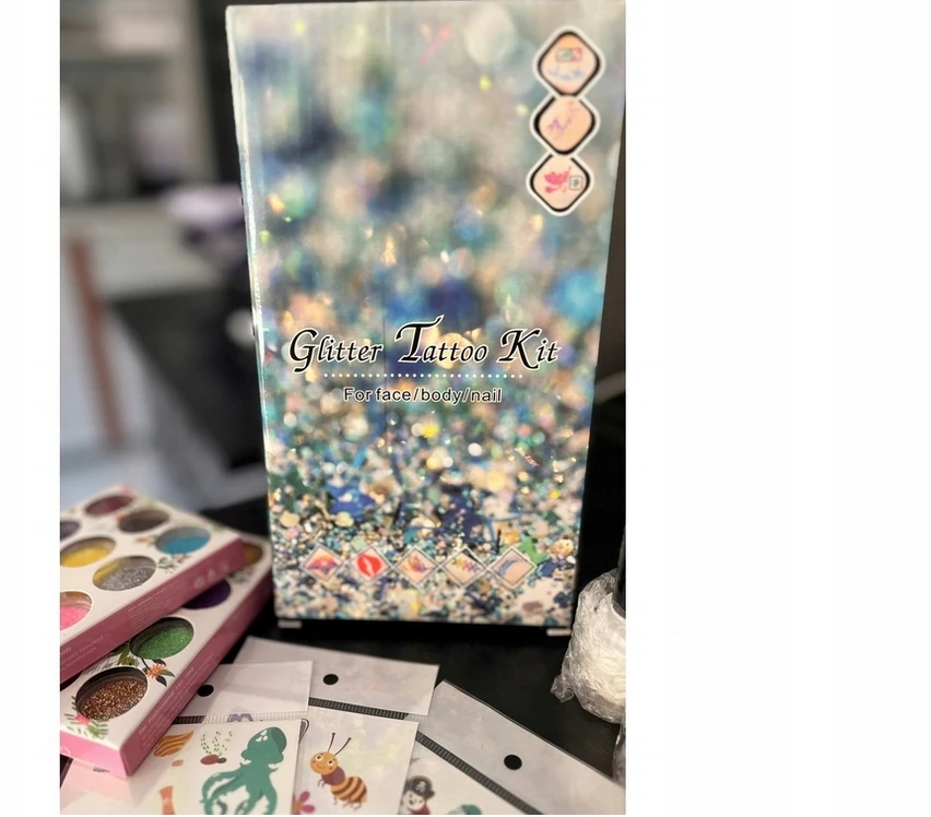 Bez Marki GLITTER TATUiruočių rinkinys, PLAUNAMI ŠABLONAI, TATUiruotės VAIKAMS