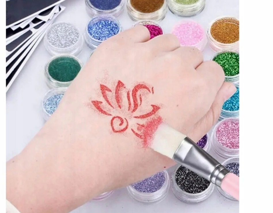 Bez Marki GLITTER TATUiruočių rinkinys, PLAUNAMI ŠABLONAI, TATUiruotės VAIKAMS