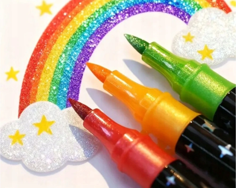 Bez Marki GLITTER ŽYMEKLIŲ RINKINYS 84 Vnt. TATUiruotėms PLAUNAMS ŽYMĖKLĖMS RAŠIKLIAI + DĖKLAS