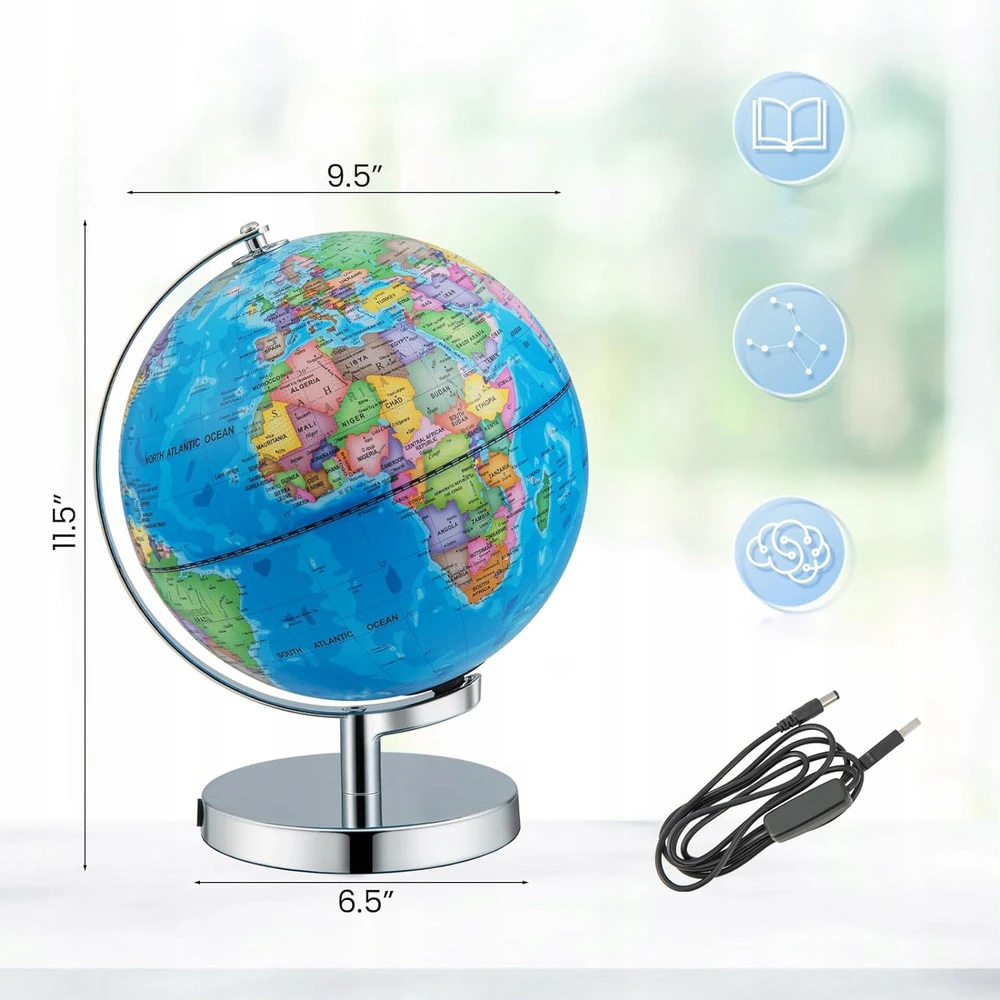 Bez Marki GLOBUS INTERAKTYWNY LED SUKAMASIS HD NAUKA GEOGRAFII DLA DZIECI