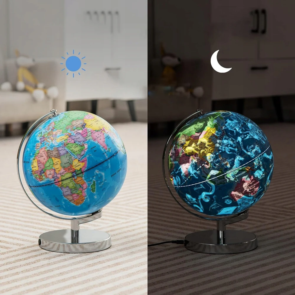 Bez Marki GLOBUS POLITYCZNO-FIZYCZNY PODŚWIETLANY NOCNA LAMPA EDUKACYJNA DEKORACJA
