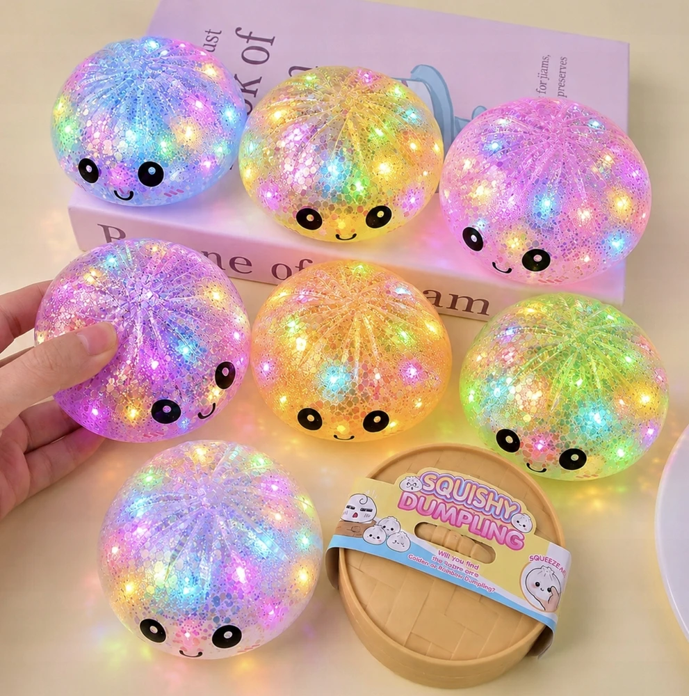 Bez Marki Gniotek Anti-stress Luminous Dumpling LED Glitter Large 9 cm
