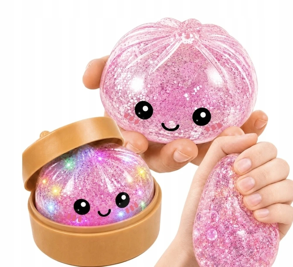 Bez Marki Gniotek Anti-stress Luminous Dumpling LED Glitter Large 9 cm