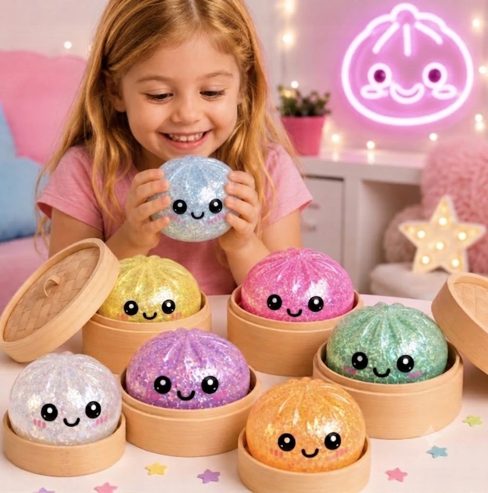 Bez Marki Gniotek Anti-stress Luminous Dumpling LED Glitter Large 9 cm