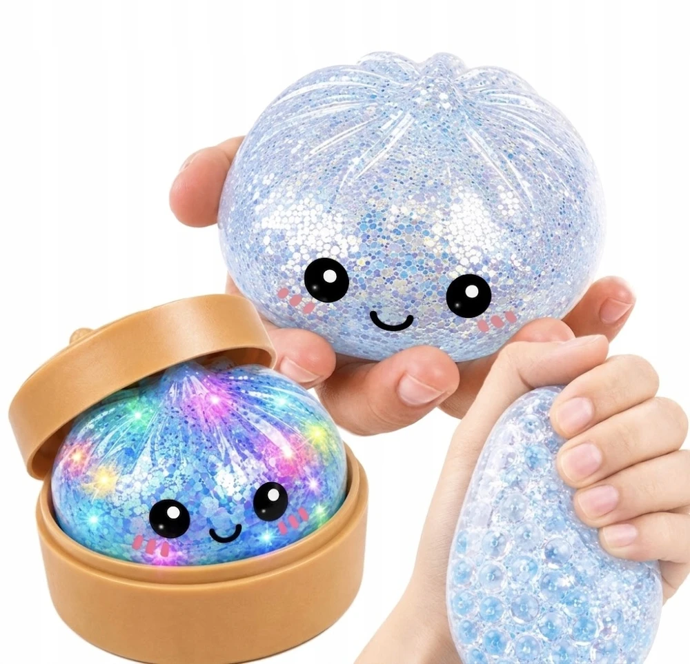 Bez Marki Gniotek Anti-stress Luminous Dumpling LED Glitter Large 9 cm