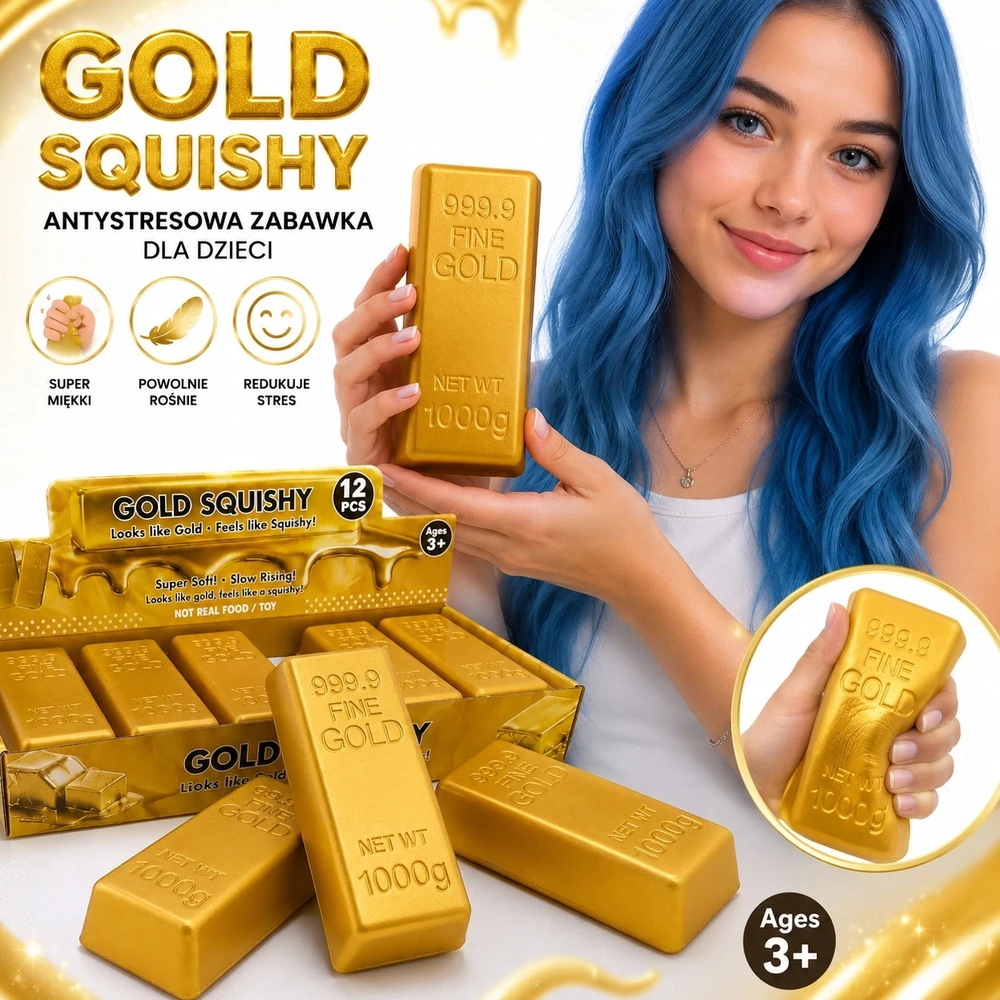 Bez Marki GOLD KOSTKA GNIOTEK ANTISTRESS ADHD HIT!