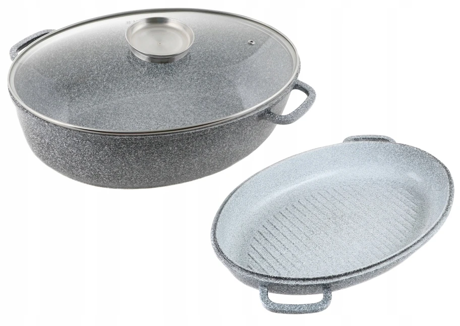 Bez Marki GOOSE keptuvė 3in1 GRILĖ Keptuvė MARMULINĖ keptuvė 38cm 11L 3936