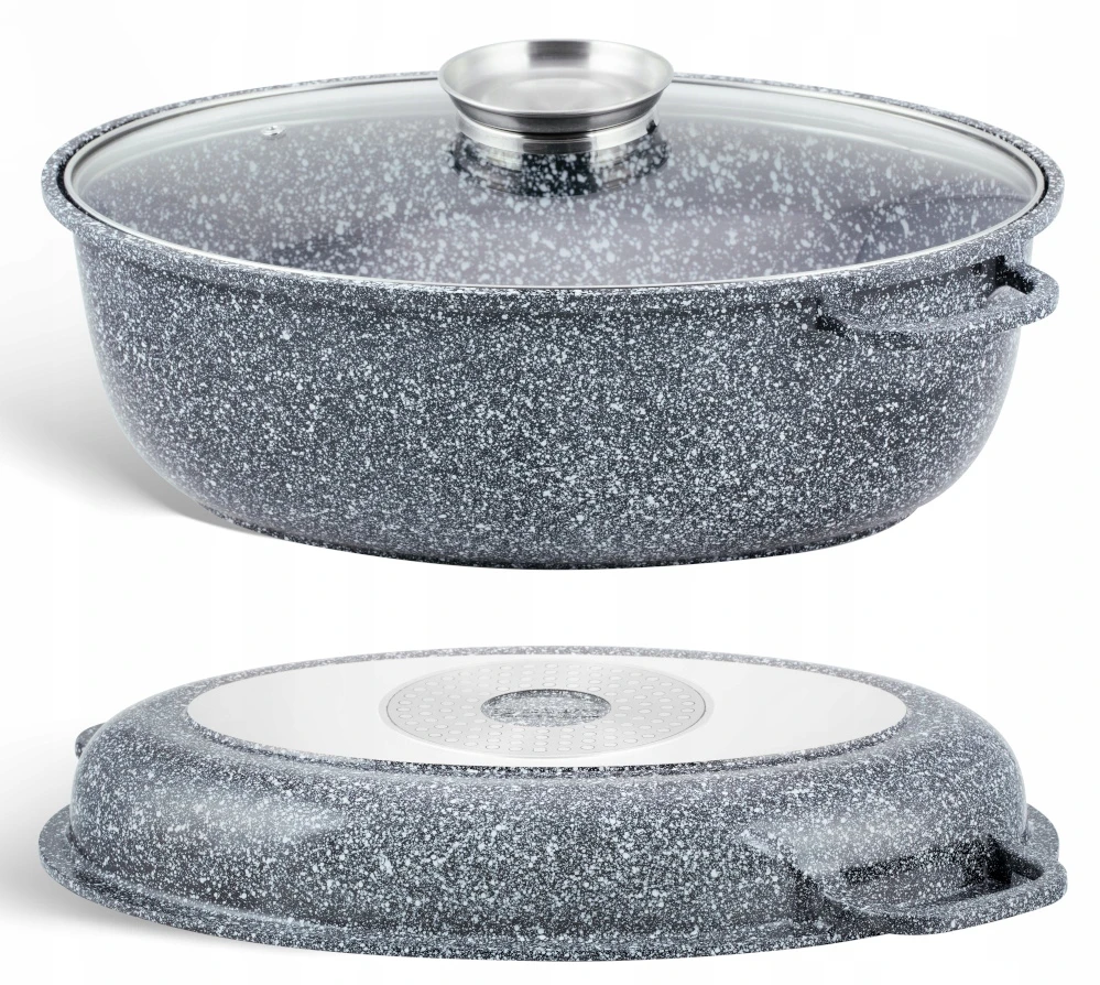 Bez Marki GOOSE keptuvė 3in1 GRILĖ Keptuvė MARMULINĖ keptuvė 38cm 11L 3936