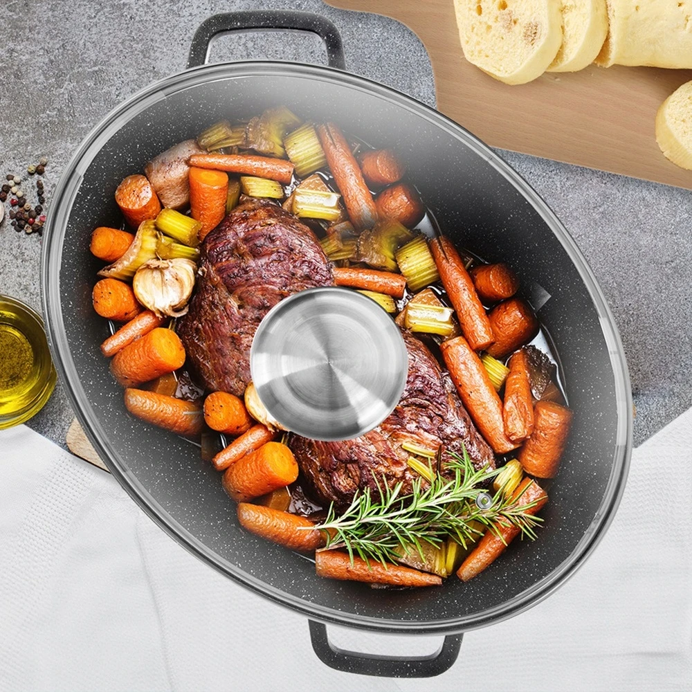 Bez Marki GRANITINĖ kepimo skarda, ovali žąsies kepimo skarda kepimui orkaitėje, 12L